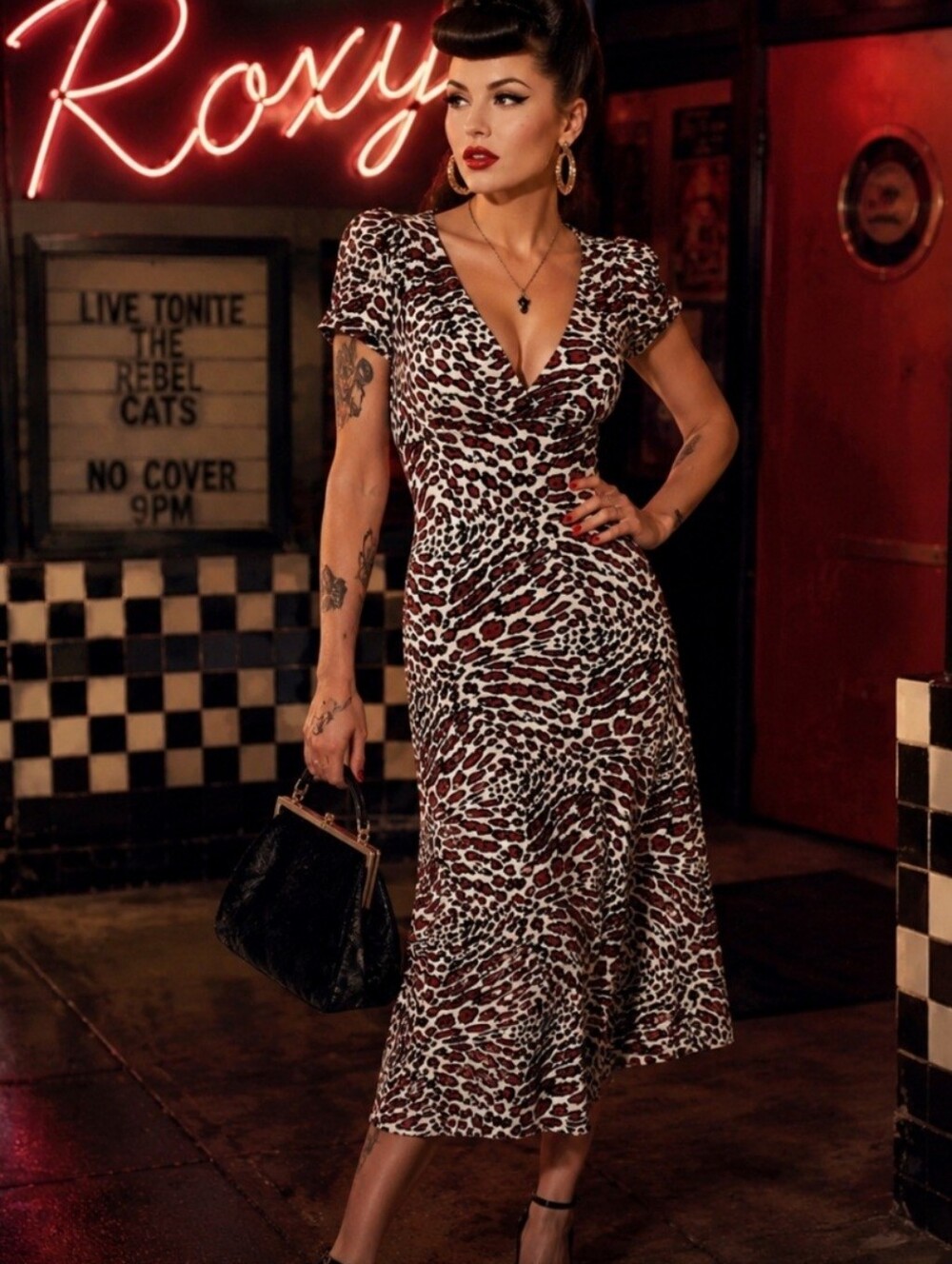 Vintage Betsey Johnson Leopard Midi Dress